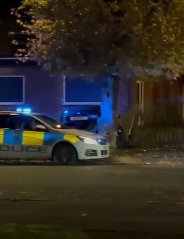 Police at the scene of the smash in Beake Avenue, Radford