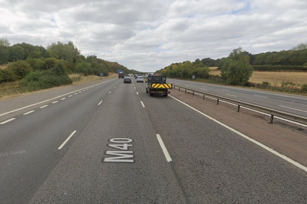 Google Maps street view of a section of the M40 motorway between junctions 12 and 13 