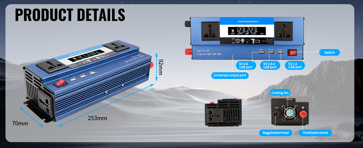Text reads '6-LAYER SAFETY PROTECTION'. Technical diagram showing power strip protection features including Reverse Connection, Over-Temperature, Over-Voltage, Short-Circuit, Under-Voltage, and Overload Protection with icons.