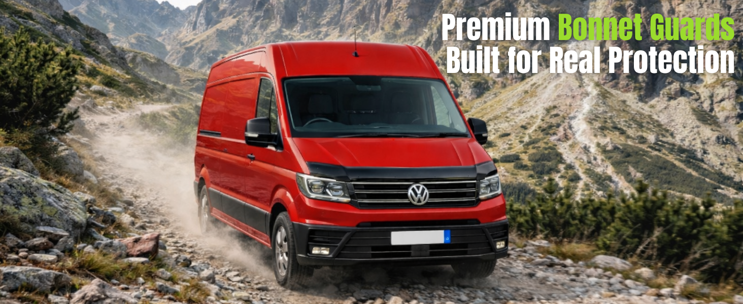 Text reads 'Premium Bonded Gaskets Built for Real Protection'. Red van in mountainous landscape with protective gasket product overlay.