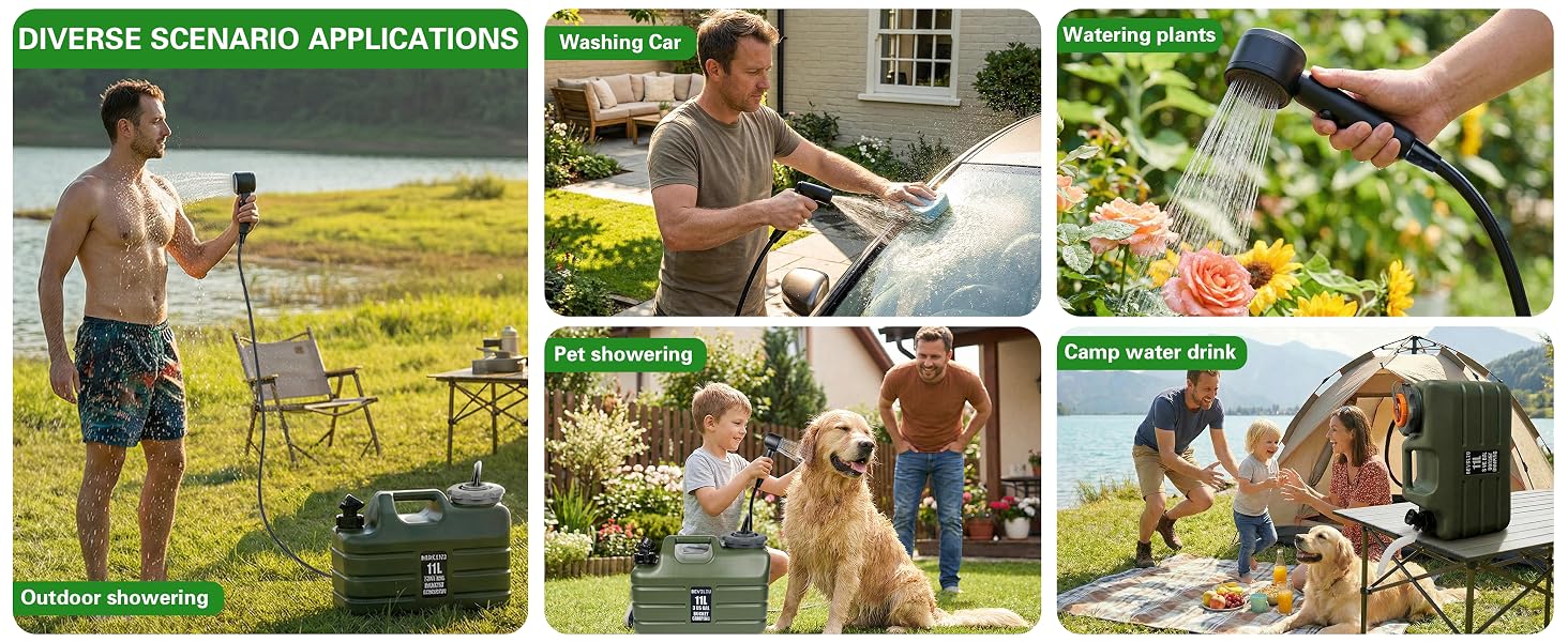 Collection of outdoor pond or water feature images showing floating fountains creating water displays in garden and landscape settings.