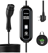 Electric vehicle charging cable system with detailed view of multiple connectors, power ratings, and cable configurations in black color.