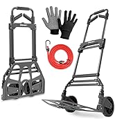 Collection of hand truck and dolly variants showing different designs including convertible models, folding capabilities, and various wheel configurations. Features steel construction and red/black accents.