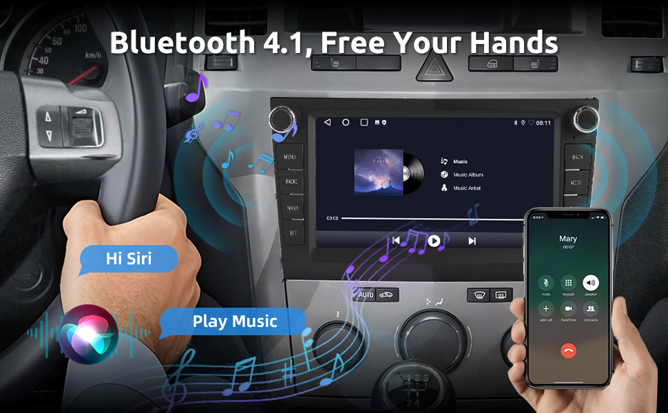 Text reads 'Upgrade Your Auto with Smart CarPlay' showing car dashboard display interface with mountain scenery, multiple screen views demonstrating navigation features.