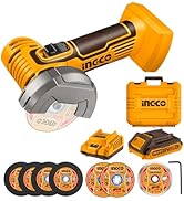 INGCO 20V Cordless Brushless Angle Grinder 125mm, 1200W, 3 Variable Speed 9000RPM, M14, Grinder w...