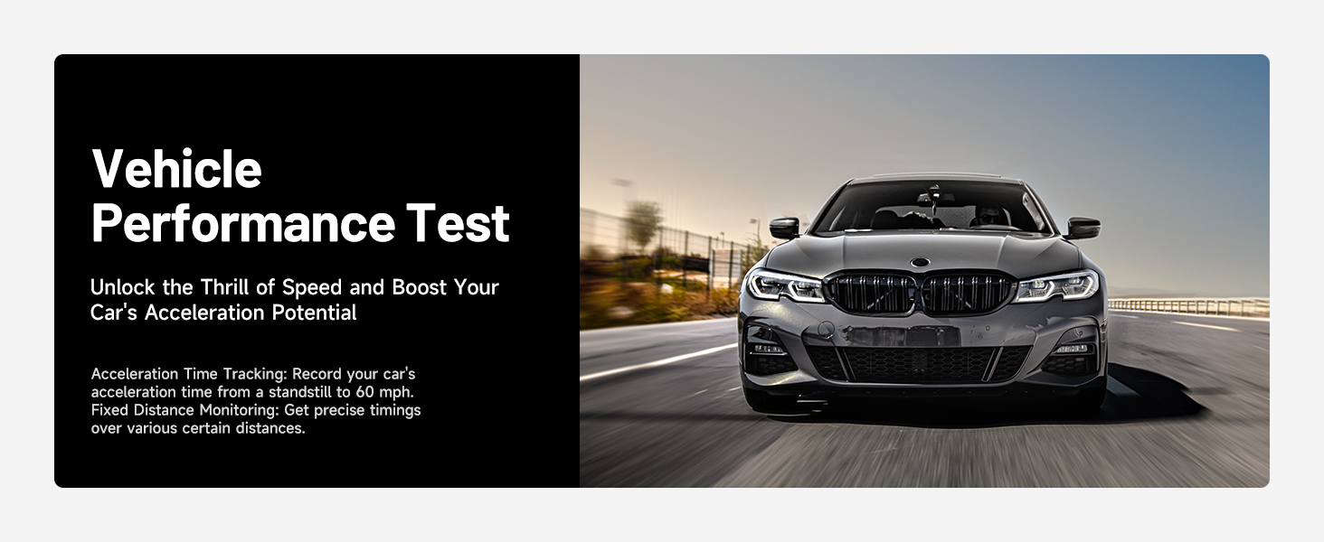 Silver sedan car on road during performance test. Text overlay indicates vehicle speed and brake test information.