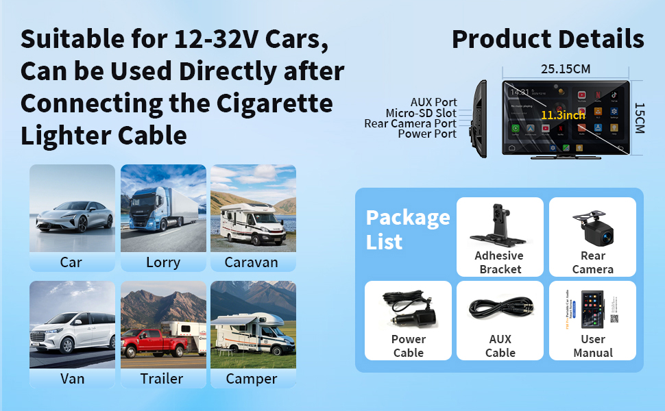 Text reads '1080P Rear Camera with Reverse Assistance'. Vehicle backup camera system showing multiple viewing angles and parking guide overlay displays.