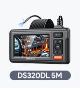 Text reads "DS620L 5M". Black and gold compact digital camera with dual lens setup and articulating screen displayed against white background.