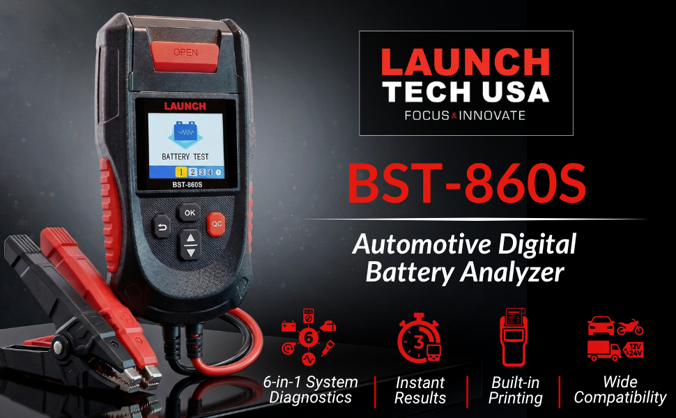 Launch BST-860S battery analyzer 6-in-1 diagnostics built-in printer