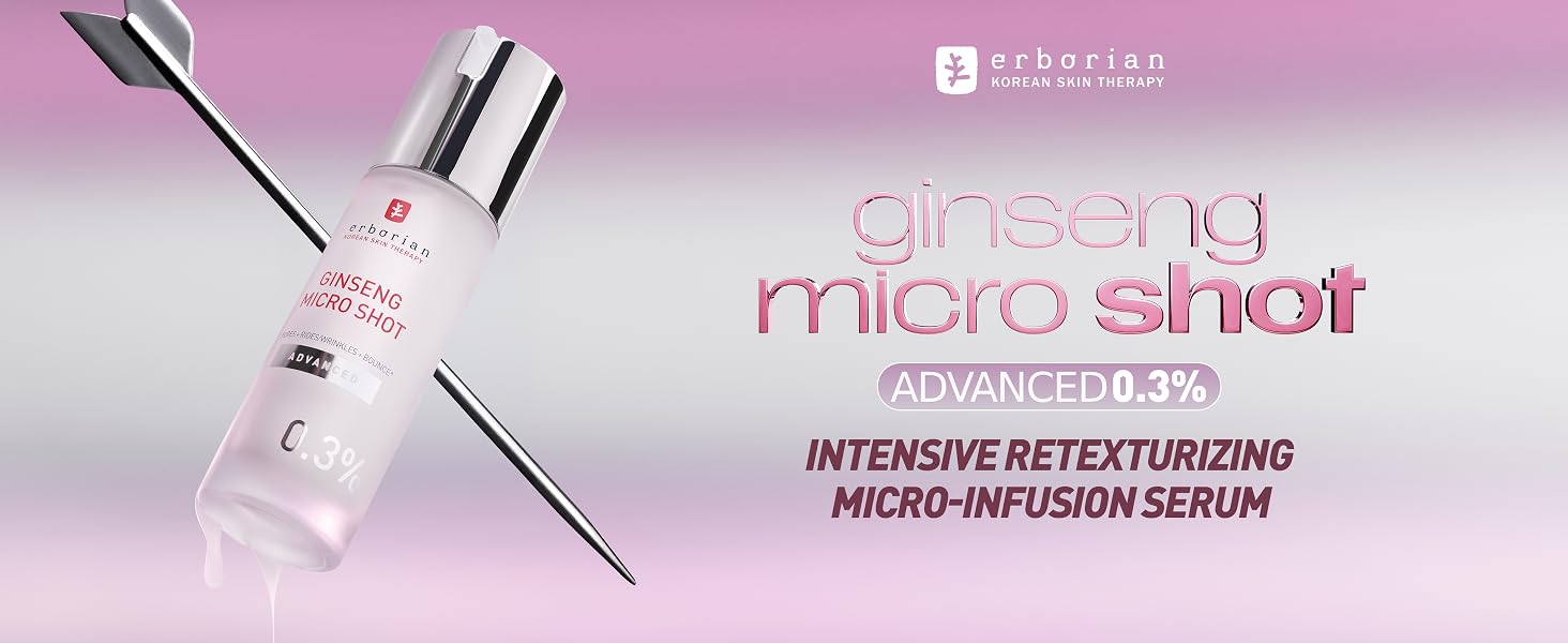 Text reads 'MICRONEEDLING intensive rejuvenating micro-perforation serum'. Product packaging or promotional material in pink and white design.