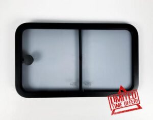 Sliding Camper Van Window – Black Frame & Lightly Tinted Glass