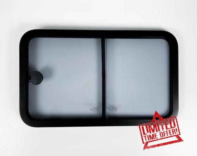 Sliding Camper Van Window – Black Frame & Lightly Tinted Glass