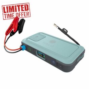 Halo Bolt Ultimate Jump Starter & Power Pack – 1500A | UK 3-Pin AC Outlet | 130 PSI Digital Air Compressor | USB-C & USB-A Charging | Spark-Proof Cables | Emergency Floodlight (Mint)
