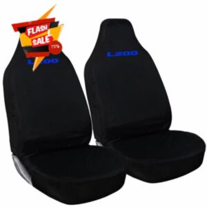 Tee AutoCare For Mitsubishi L200 - Heavy Duty and Water Proof Durable Nylon Driver Passenger with L200 Logo Front SUV Seat Cover Protectors - 2 x Fronts (Blue Logo)