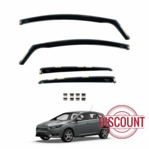 Team HEKO Wind Deflectors Ford Focus 2011-2019 MK3 - 5 Door Compatible Front Rear Set of Window Deflectors Accessories UV Scratch Resistant Acrylic In-Channel Fitting Air Ventilation Rain Protectio