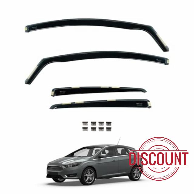Team HEKO Wind Deflectors Ford Focus 2011-2019 MK3 - 5 Door Compatible Front Rear Set of Window Deflectors Accessories UV Scratch Resistant Acrylic In-Channel Fitting Air Ventilation Rain Protectio