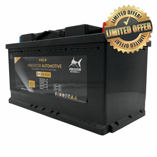 Gold 019 AGM Car Battery | 12V 90Ah 1100CCA PR-019-AGM | High Performance Maintenance Free Car Battery for Start Stop Vehicles | Advanced Automotive AGM Battery with Heavy Duty
