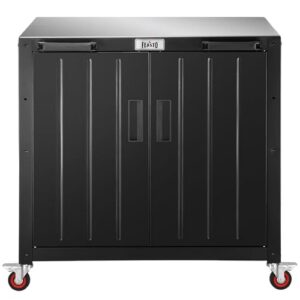 Modular Outdoor Kitchen Island with 4 Swivel Wheels and Stainless Steel Top 89 x 61 cm