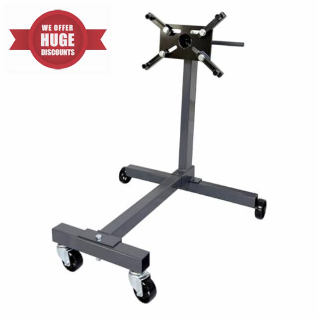 SwitZer 1000lbs Engine Stand Gearbox Support 450kg Heavy Duty Steel Structure Swivel Transmission Jack 360 Degree Rotation 4 Wheels Adjustable Mounting Arms Car Trolley Garage Workshop