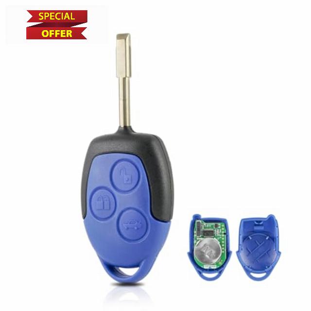 433mhz 3 Buttons Remote Key Fob Fit For Ford Transit MK7 Blue Key 2006 2007 2008 2009 2010 2011 2012 2013 2014 with CR2032 Battery