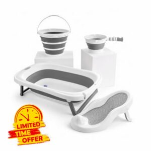 simpa 4PC Baby Bath Set: Including Foldable Baby Bath Tub