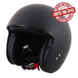 Stealth Open Face Motorcycle Helmet ECE 22.06 Approved – UK Road Legal Scooter & Motorbike Helmet with Drop Down Sun Visor – ABS Shell