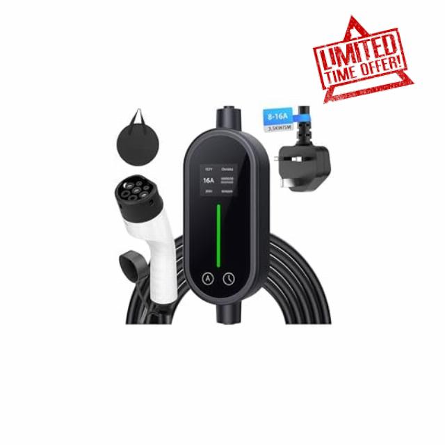 Type 2 to 3 Pin EV Charger 3.5kW [8/10/13/16A]
