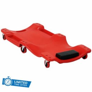DURHAND Mechanic Vehicle Creeper Under Car Repair Padded Headrest Red | Rolling Moulded Workshop Garage Assistance