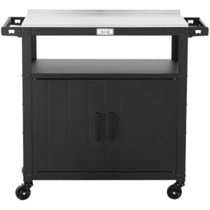Garden Serving Trolley with Stainless Steel Tabletop for Pizza Oven and BBQ Food Prep