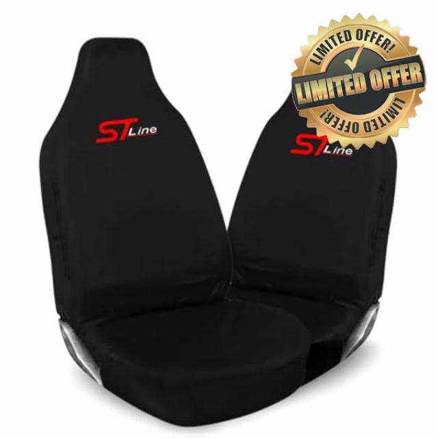 ST Line Car Seat Covers – Black Waterproof Front Seat Protectors