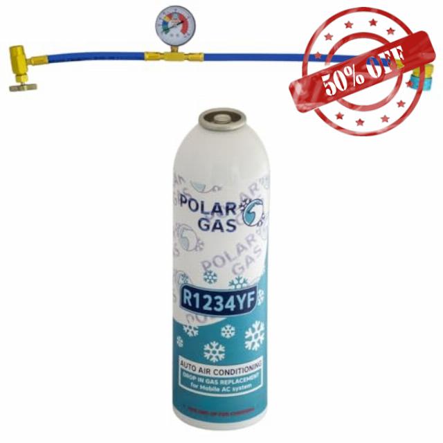 1KGCA Car Aircon AC 1pcs R1234yf Compatible Refill Recharge Regas Gas + Hose Gauge Kit Clima Accessories DIY filler tube