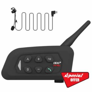 EJEAS V4C Plus Football Referee Bluetooth Intercom Headset with FM Radio and CVC Noise Reduction for 4 Referees Intercom (1 Pack)