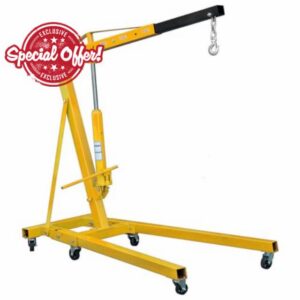 2 Ton Hydraulic Folding Engine Crane RocwooD Hoist Lift Stand 2000kg Garage Floor Stand Lift Jack for Garage Car Lifting Tools Caster Wheels Black/Yellow