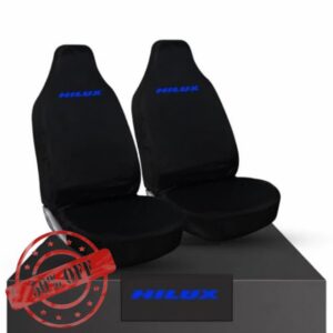 Tee AutoCare Hilux Logo - Front 4 * 4 Seat Covers - Heavy Duty & 100% Water Proof- Fits Toyota Hilux (Blue Logo)