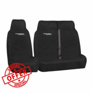 JH AUTOSTORES -777- HEAVY DUTY VAN SEAT COVERS 2+1 BLACK WATERPROOF TO FIT FORD TRANSIT CUSTOM 2013-2024