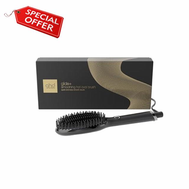 ghd Glide+ Smoothing Hot Brush in Black - Quick & Easy Ultra Smooth Results with No Extreme Heat Damage