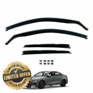 Team HEKO Wind Deflectors Audi A3 2020+ Sportback Compatible Full Set of Window Deflectors Accessories Smoked UV & Scratch Resistant Acrylic In-Channel Fitting Air Ventilation & Rain Protectio