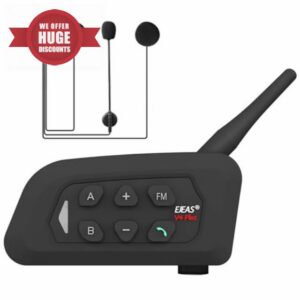 EJEAS V4 Plus Motorcycle Helmet Bluetooth 5.1 Intercom Headset with FM Radio and CVC Noise Reduction for 4 Riders Intercom (1 Pack)