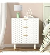 White decorative sideboard with intricate carved pattern doors shown from multiple angles, featuring wooden legs and styling variations with home decor items.