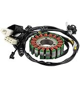 Curved electronic component featuring green and red elements in circular arrangement, likely a stator or rotor assembly, shown from multiple angles.