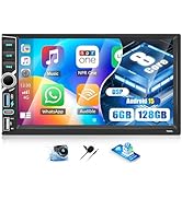 OiLiehu 4+64G Android 15 Double Din Car Stereo with Wireless CarPlay Android Auto, 7'' Touchscree...