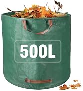 300L Garden Waste Bags, Heavy Duty Sacks Builders Bags Reusable with Handles for Collecting Plant...