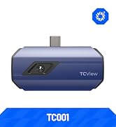 Handheld thermal camera model TC004 Lite with blue and black ergonomic grip, featuring digital display screen and temperature sensing capabilities.
