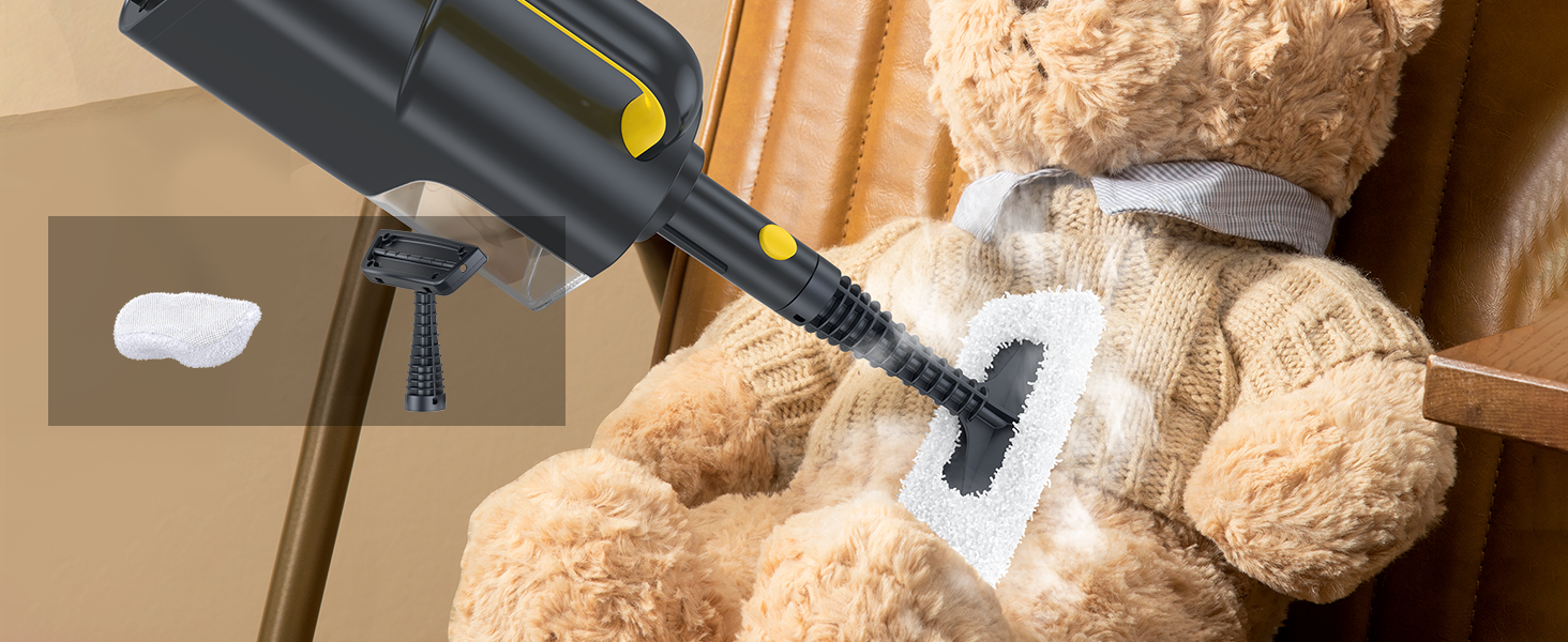 Series of images showing stuffed teddy bear being examined and scanned by what appears to be specialized photography or scanning equipment.