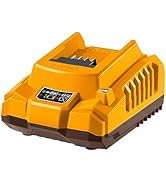 Dual-port yellow battery charger unit with 'INGCO' branding visible.
