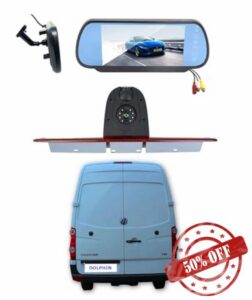 Dolphin Automotive Dual Rear View Parking Reversing Brake Light Camera Fits Mercedes Sprinter Van 2007 - Onwards (Camera with 7" Stalk Mirror Monitor)