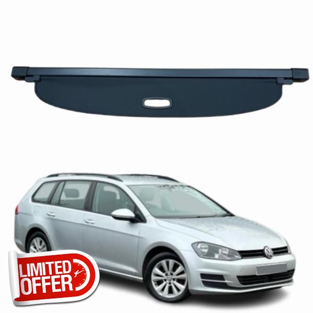 Car Parcel Shelf - Compatible with Volkswagen MK7 Golf Estate 2012-2018 | Sturdy Retractable Boot Cover for Extra Storage | Space Saving Car Accessories | Black
