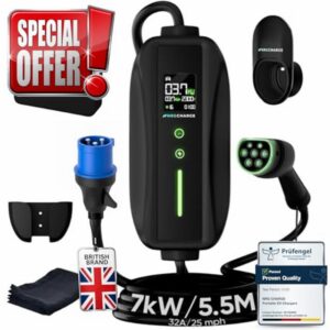 EV Charger CEE 32A Plug | Portable EV Charger Type 2 | Single Phase