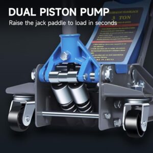 Lifting Range:3.15-18.31" | Heavty Duty Floor Jack with Dual Pump System for Fast Lifting