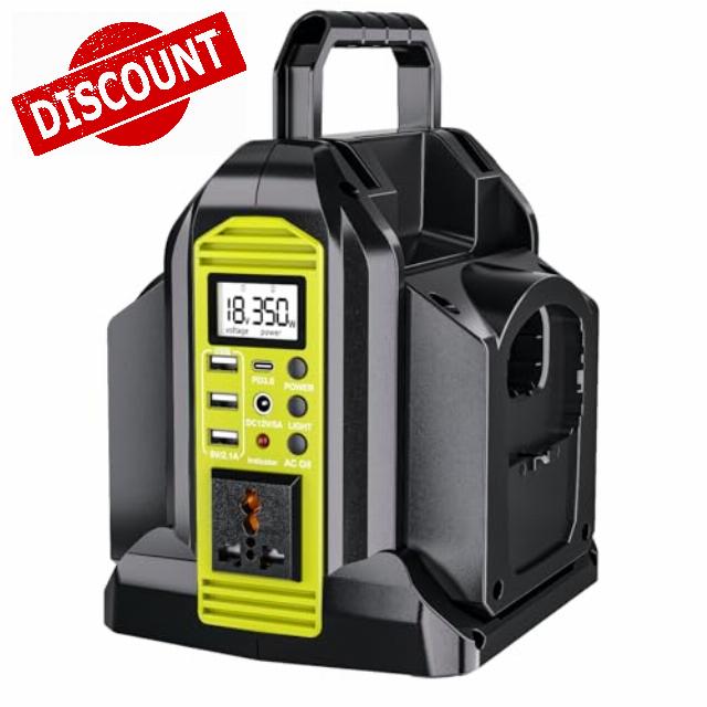 2-Ports 350W Power Inverter for Ryobi 18v Battery